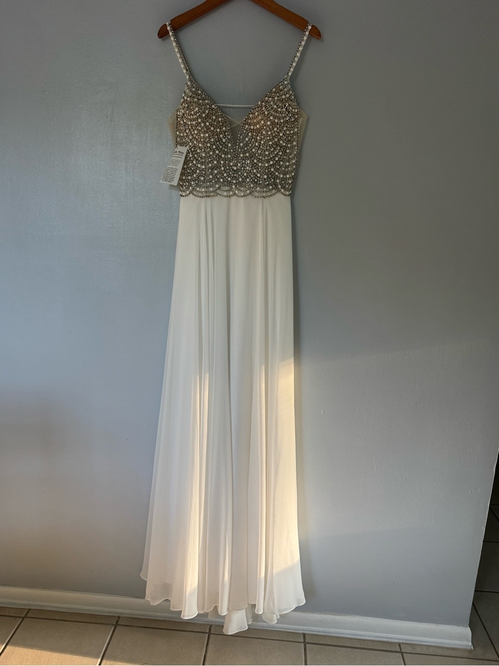 Ivory Beaded Spaghetti-Strap Wedding Dress